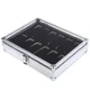 Titta på lådor Fall Professional 12 GRID Slots smycken Watches Display Storage Square Box Case Aluminium Suede Inside Container OR284M