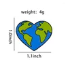 Broscher hjärta jorden emaljlak stift metall brosch ryggsäck tillbehör märke natur entusiaster smycken gåva till vän