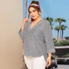 2022 FI Summer Women Plouse Plouse Shirt بالإضافة إلى حجم الإناث V الرقبة LG Sleeve غير منتظم قمم كبيرة الحجم L4ti#