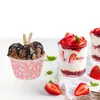 Disposable Cups Straws 50 Pcs Ice Cream Dessert Paper Jelly Mini Cake Molds Pudding Pink Plates Container Baking Glasses For Desserts