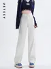 Jeans pour femmes UETEEY Beige Taille haute Taille large Baggy Pantalon Streetwear Pantalon Y2K Mode 2024 Vintage Loose Denim Mom