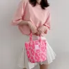 Pink Leopard Shoulder Bag Women's Large Capacity Casual Totes Ladies Söta dukväskor Bucket Handväska 2024 NY N6TN#