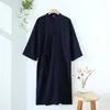 Домашняя одежда Дышащая осенняя японская весенняя длинная свободная летняя мужская и ночная рубашка XL Light For L Халат Мужская M