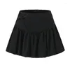 Kjolar Keyanketian 2024 Lansera kvinnors båge dekoration elastisk midje kjol y2k söta nivåer rufsar svart mini sarong