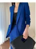 Dwuczęściowe spodnie dla kobiet w ogóle jesienne zimowe biuro dama maryna kurtka podstawowa eleganckie damskie garnitury Blue Pant Suits