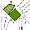 Klubbar mini Desktop Golf Ball Pen with 2 Balls Flag Golf Club Ballpoint Pen Set Metal Novelty Rolig gåva för kollega män golfare