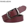 RAINIE SEAN White Belt Women Cowskin Genuine Leather Women Belt High Quality Brand Buckle Ladies Belts for Jeans 110cm 240315