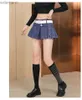 Spódnice Skorty Kobiety oryginalne harajuku mini plisowana spódnica solidna czarna punkowa czaszka paliwa gorąca dziewczyny dżinsowa spódnica cuotte plus size 240330