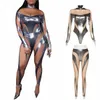 sexy Mesh Stitching Laser Body Pole Dance Costume Cantante Ballerino Stage Wear Party Rave Outfit Drag Queen Vestiti VDB6742 T3dt #