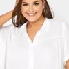 Plus la taille d'été élégant lgline smock chemise femmes à manches courtes noir décontracté chemisier à plusieurs niveaux grande taille chemise blanche en vrac 7XL 8XL O35G #