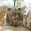 Pillow Floral Embroidery Cover Soft case Decorative Cushion Cover for Office Bedroom Home Decorations 18x18inch Y240401