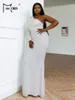 Missord White paljett Plus Size Party Dres Women Elegant One Shoulder LG Sleeve Bodyc Maxi Mermaid Prom Dr Evening Gown W4te#