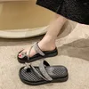 Terlik Moda Kristal Kelebek Yaz Kadın Tatlı İnci Kalın Platform Slaytlar Kadın Açık Çapraz Kayış Med Heels Sandals