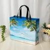 Förvaringspåsar Flower Farterfly Print Grocery Shopping Bag Icke-Woven Fabric Eco Trave Takeaway Folding Återanvändbar påse