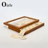 Schmuckbeutel Oirlv Holz 3 in1 Multifunktions-Display-Box Mikrofaser Ring Ohrring Armreif Organizer Fall Retro Luxus Storag