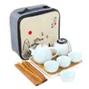 Zestawy herbaciarni Przenośne zbiór herbaciany Teapot 1 garnek 4 szklanka chińskiego projektanta zielona ceramika