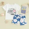 Zestawy odzieży Baby Summer Ubrania Baseball Urodzona niemowlę Romper Ruffle Shorts Zestaw Toddler Boy T-shirt krótkie spodnie Stroje