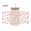 Fensteraufkleber 3D UV DTF Transfers 16oz Cup Wraps Valentinstag Liebe gedruckt für DIY Glas Keramik Metall Leder usw. D6066