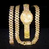 Fili Nuova collana braccialetto orologio Hip Hop Farfalla Miami Cuban Link Collane a catena per uomo Donna Strass lucidi Rapper Gioielli 230613