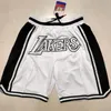 Short de basket-ball rétro en maille brodée pour hommes, Los Angeles, Lakers, décontracté, athlétique, équipe de gymnastique, blanc 02