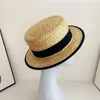 Sunshade Hat Women Dreating Straw Woven Sunscreen Wide Brimmed Casual Hand Flat Top Panama Stiff Sun 240320