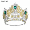 Fermagli per capelli JaneVini Gioielli da sposa in cristallo di lusso Corone e diademi Argento barocco da donna Copricapo da sposa con grande corona per spettacolo di bellezza