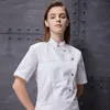 Koksjas voor dames Korte mouw Hoogwaardig chef-shirt Restaurant Waitr Werkkleding Hotel Keuken Ademend werkuniform L7bC #