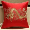 Chinese Style Jacquard Cushion Cover Embroidery Dragon Totem Decorative Pillows Home Bedroom Wedding Party Sofa Decor Pillowcase 240325