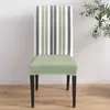 Chair Covers Gray Green Stripes Cover Set Kitchen Stretch Spandex Seat Slipcover Home Decor Dining Room