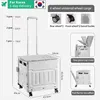 Camp Furniture Outdoor Folding Portable Shopping Carts Hand Pushing Picnic Camping Trolley Vegetable Basket Trolley Pull Rod Rear Shopping Cart YQ240330