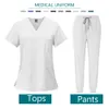 multicolors medicinska uniformer Kvinnor Scrubs Set Tops Pant Nurses Accores Dental Clinic Beauty Sal Hospital Workwear kläder 0742#
