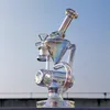 2024 Multifärg tonad regnbåge 8 tum glas bongs vattenrör bong tobak rökrör 14mm skål dab rigg återvinningsbubbler rör