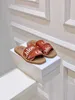 Designer Chlee Slippers Cream letter cross flat sandals 2024 new summer fashion internet famous genuine leather