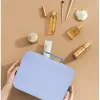 Sac à cosmétiques pour femmes imperméable à l'eau Pu Simple Grande capacité Portable Voyage Trousse de maquillage Organisateur avec miroir D7B8 #