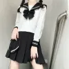 النساء اليابانيات S-2XL الأساسية Sailor Costume School Sets Suit Suit Black Navy Uniform Girl 29GZ#