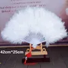 Decorative Figurines Classical Hand Fan Abanicos Para Boda Folding Fluff Feather Dance Wedding Party Catwalk Props Abanico Eventail Mariage