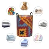 Tvättpåsar dekorativa kilim navaho väv vävd aztek textil korg bohemiska blommor kläder leksak hamper förvaring bin för barn barnkammare