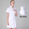 Femmes blanches Dr Infirmière Uniforme de travail Vêtements de travail Robe de soins de santé Polyester Cott Couleur unie Lg Scrub Dres I7cS #