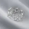 Cluster Ringe S925 Silber Hohl Geometrische Oval Ring Damen Verstellbare Öffnung Einfache Party Schmuck Geschenke