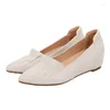 Klänningskor 2024 Spring Summer Ladies Wedges Simple Design Pointed Toe Mid-Heeled Women Pumps Comfort Princess Soft A116