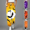 Kvinnors byxor för kvinnor med Pocket Loose Fashion Halloween Festival Trousers Animal Printed Elastic Soe Up Breattable