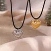 Chains Fashion Love Heart Necklace For Women Couple Vintage Black Rope Trendy Chain Simple Pendant Necklaces Jewelry Gift Wholesale