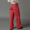 Pantalon Femme Femmes Chic Mode Rayé Avec Poches Casual Taille Élastique Pantalon Large Jambe Vintage Sweatpant 2000s Rétro Streetwear