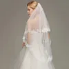 2024 Elegante velo da sposa corto bordo in pizzo con pettine bianco avorio a due strati velo da sposa Accorie di matrimonio voile mariage s8aw#