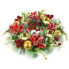 装飾花ゴールデンボールクリスマスガーランドレッドベリーリースホルダープラスチックドアのドアの装飾品
