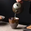 Tasses soucoupes tasse à thé à l'ancienne cadeau accessoires de poterie pour les amateurs de thé brut la tasse de style japonais Matcha rétro faite à la main