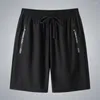 Herren-Shorts für Herren, lässig, stilvoll, Sommer, Strand, mit elastischem Bund, Reißverschlusstaschen, schnell trocknend, für Fitness