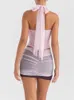 Dames Tanks Korset Tops Met Visgraat Ruglooze Club Party Sexy Top Vest Halter Mouwloos Skinny Crop Lente Zomer