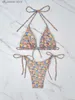 Swimwear féminin 2024 Halter String Bikini Triangle Swimsuit Femmes Imprimez les maillots de bain sexy Bathers de baignade Swimming Swiming maillot de plage T240330