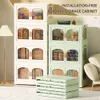 1pc Plastic Box, Double Door Folding Cabinet, Installation Free Trunks, Large Capacity Bins Children's Toys Snacks Clothes Books, Stackable Organizer for Home